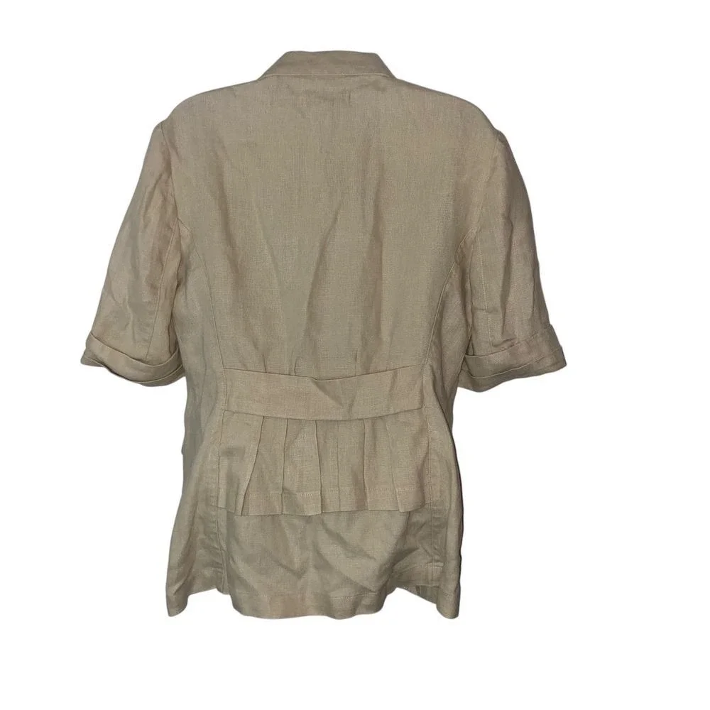 CAbi Beige Short-Sleeve Linen Blazer - Picture 3 of 8